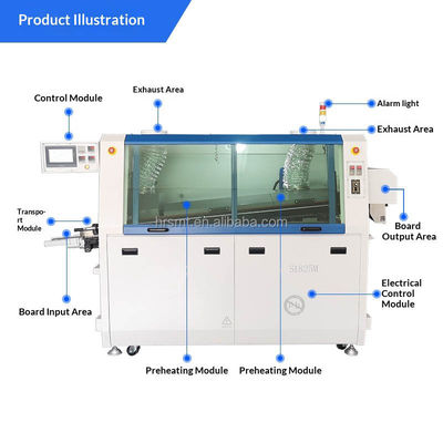 Máy hàn sóng chính xác 380V 60Hz SMT Mini Tự động hai sóng PCB xuyên lỗ Máy hàn sóng chính xác Không có chì Với điều khiển màn hình cảm ứng PLC